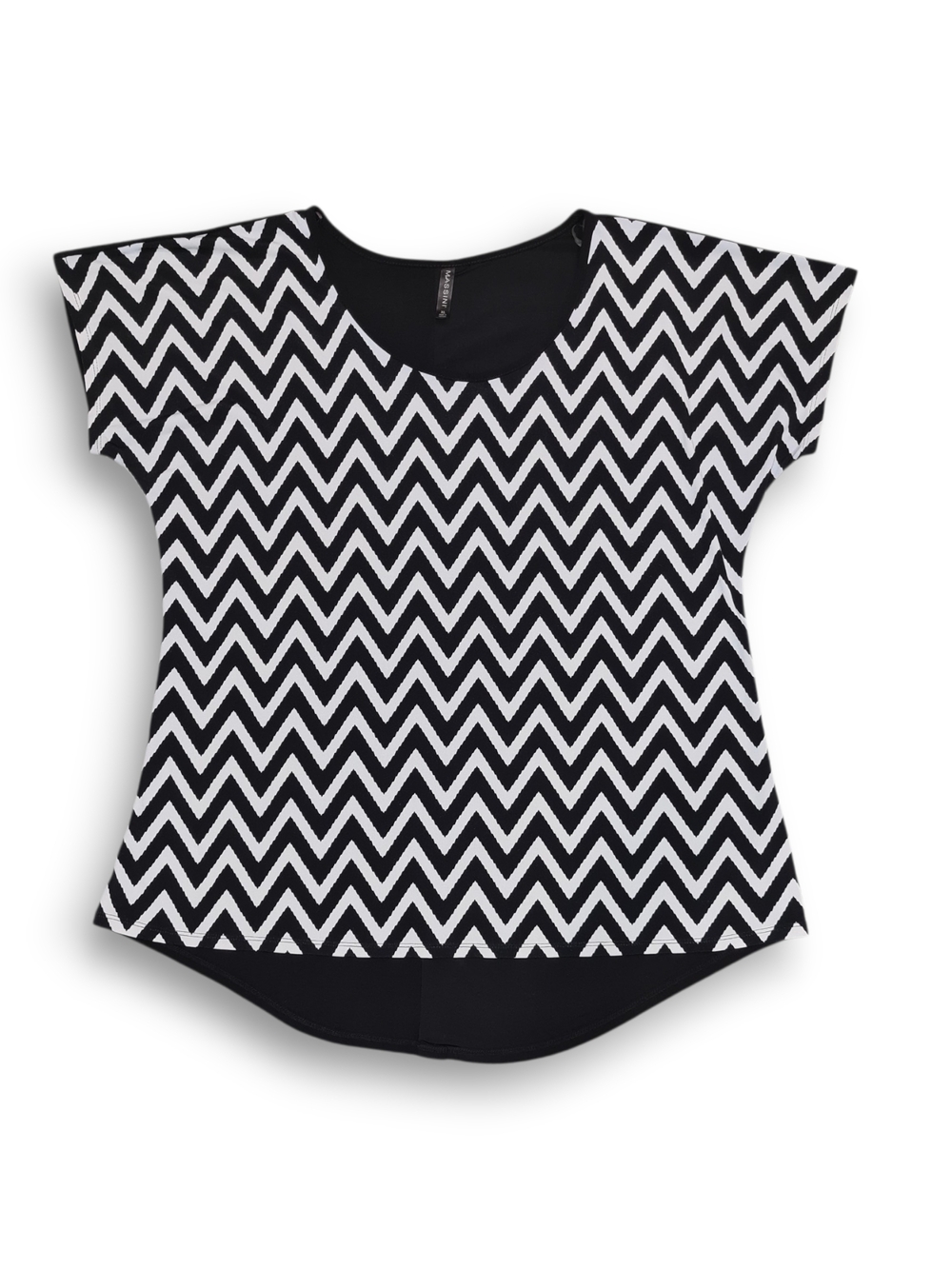 Black & White Chevron Short Sleeve Women's Top